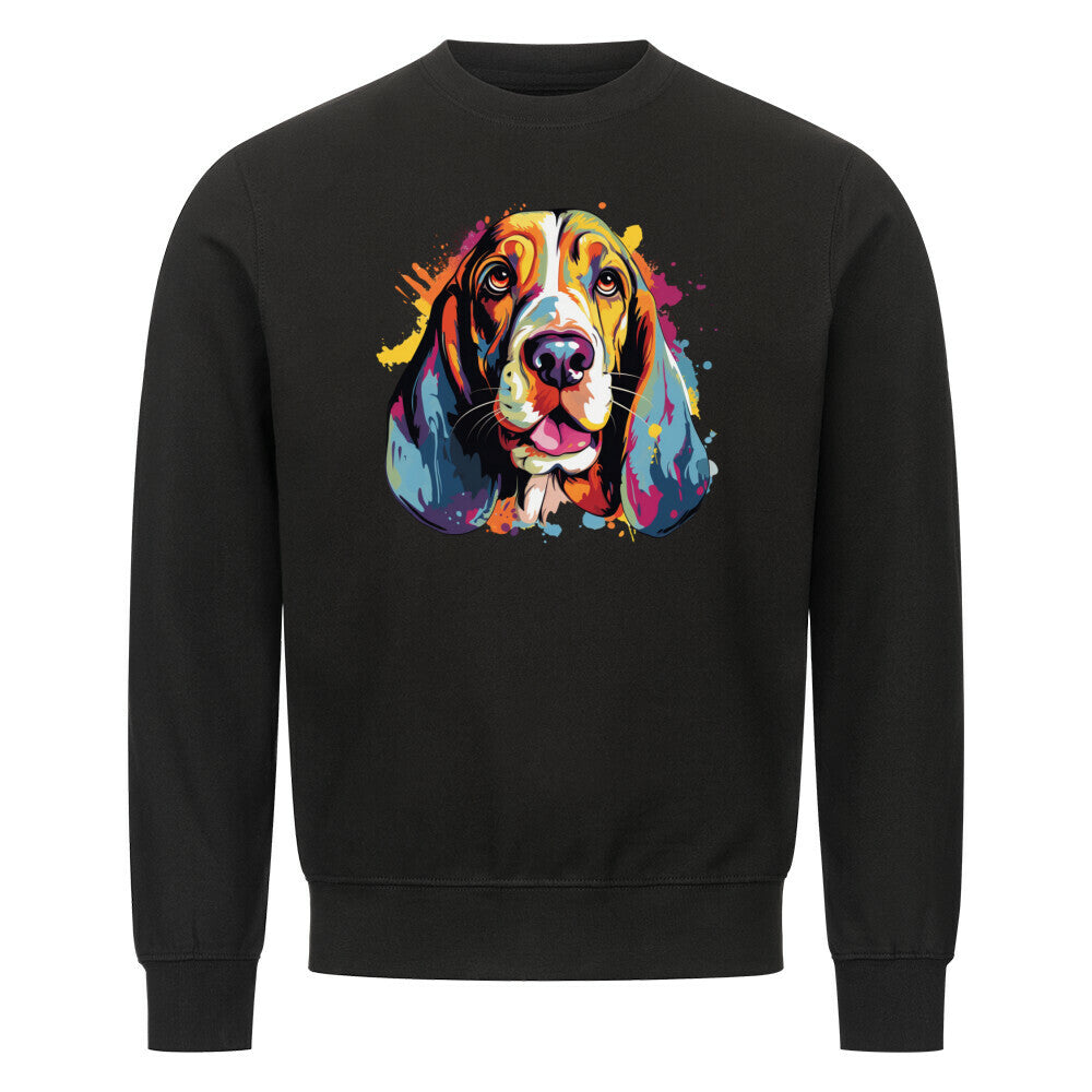 Premium Sweatshirt "Basset Paint" Schwarz – hunde-shirt.de