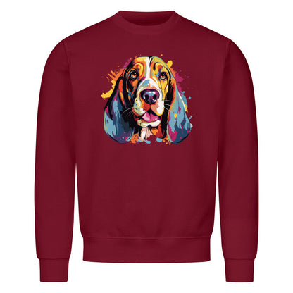 Premium Sweatshirt "Basset Paint" Burgunder – hunde-shirt.de