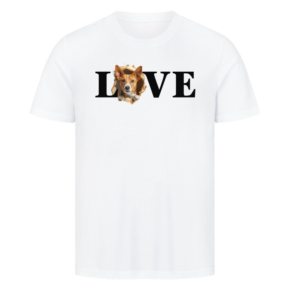 Premium T-Shirt "Basenji LOVE" Weiß – hunde-shirt.de