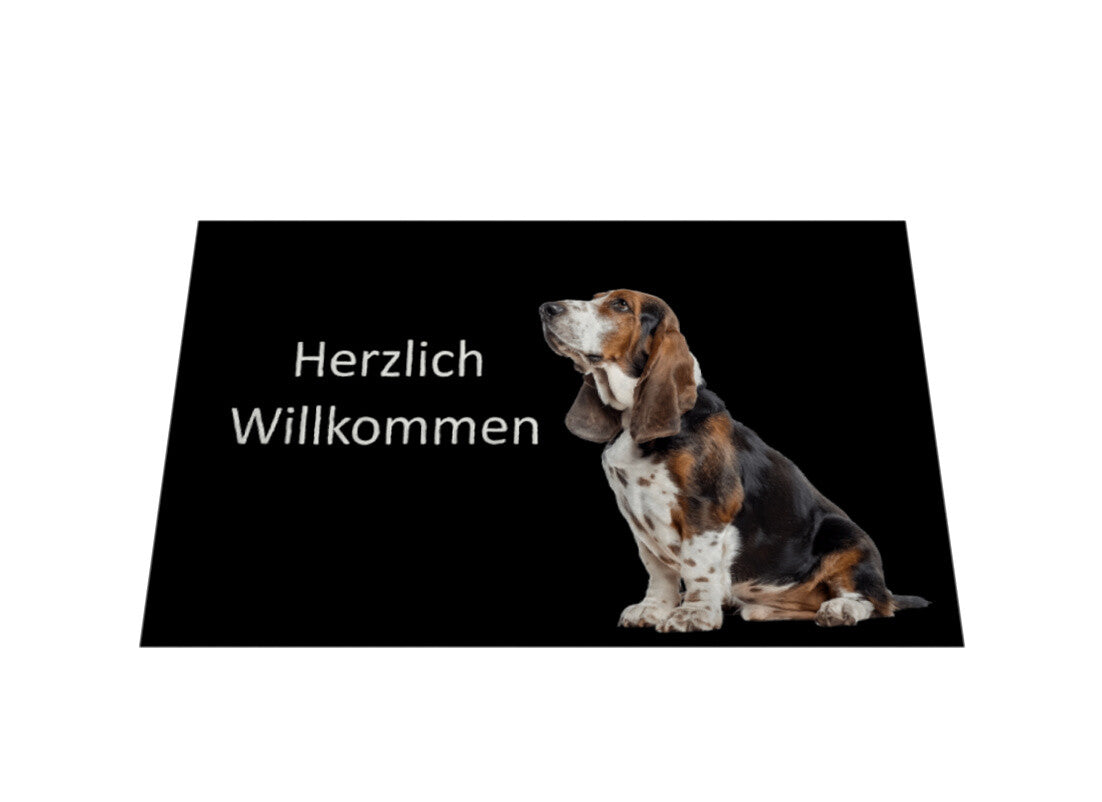 Fußmatte "Basset - Herzlich Willkommen" – hunde-shirt.de
