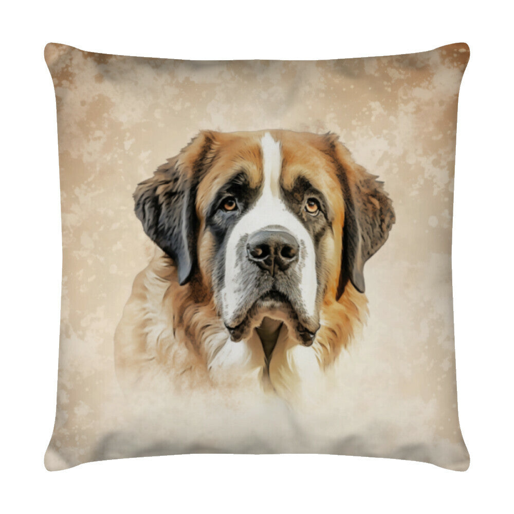 Kissen "Bernhardiner Blick" Weiß – hunde-shirt.de