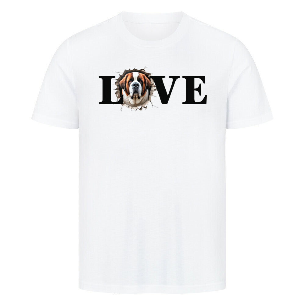 Premium T-Shirt "Bernhardiner LOVE" Weiß – hunde-shirt.de