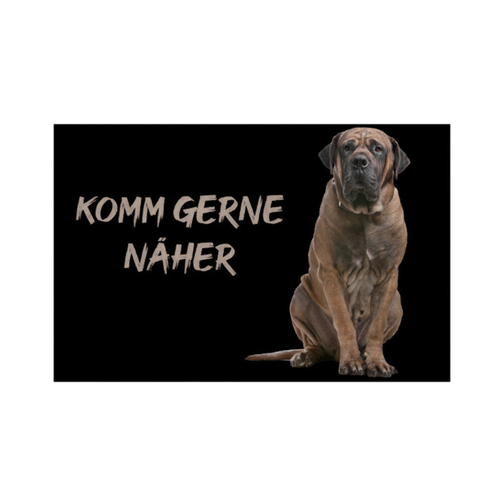 Fußmatte "Boerboel - Komm gerne näher" Weiß – hunde-shirt.de