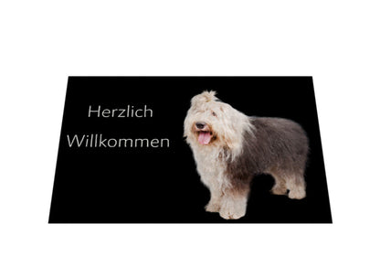 Fußmatte "Bobtail - Herzlich Willkommen" – hunde-shirt.de