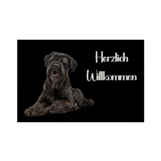 Fußmatte "Black Russian Terrier - Herzlich Willkommen" Weiß – hunde-shirt.de