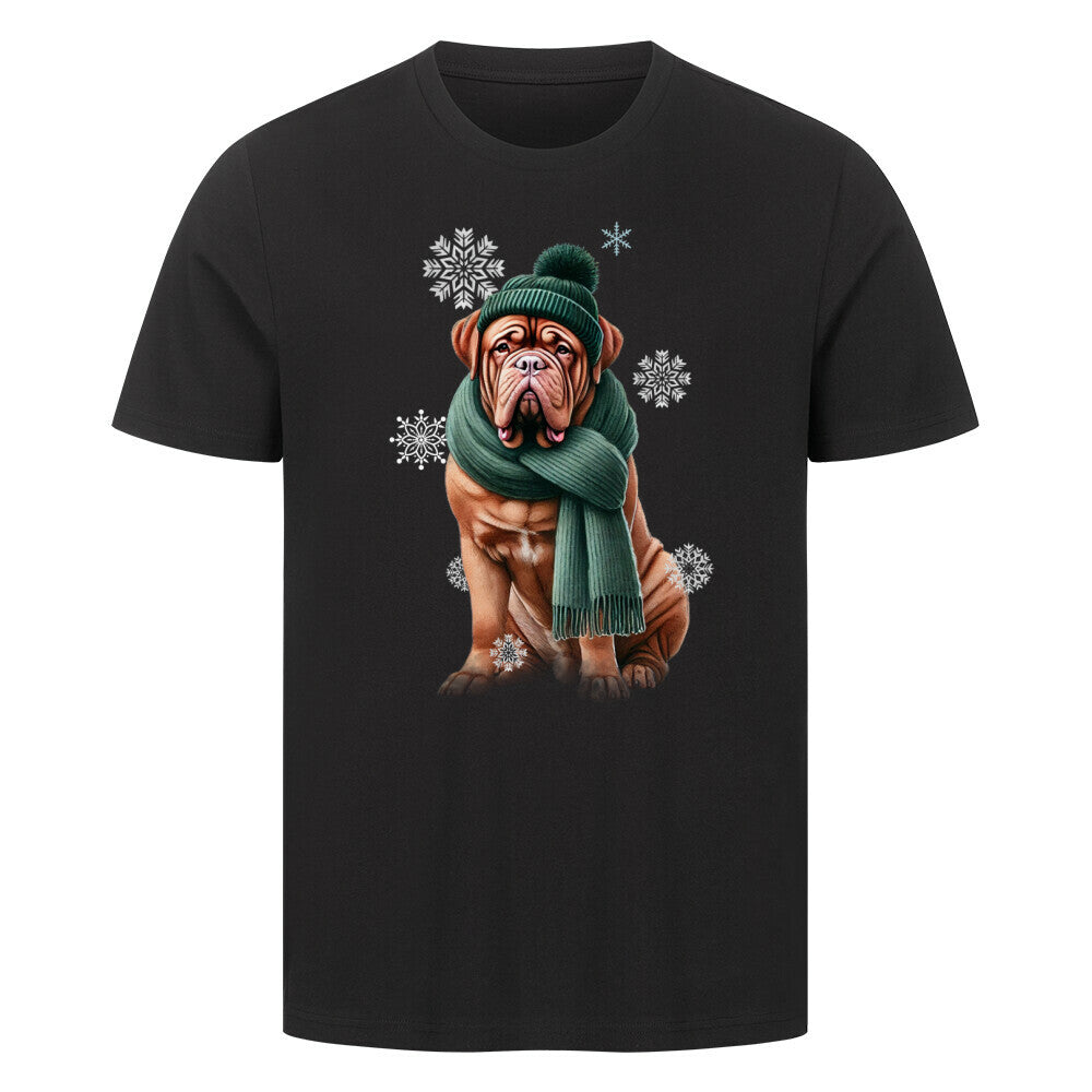 Premium T-Shirt "Bordeaux Dogge Winter" Schwarz – hunde-shirt.de