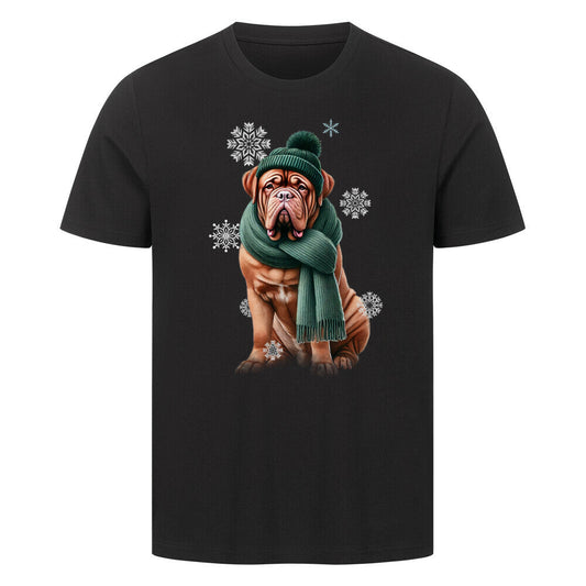 Premium T-Shirt "Bordeaux Dogge Winter" Schwarz – hunde-shirt.de