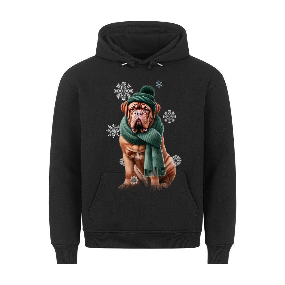 Premium Hoodie "Bordeaux Dogge Winter" Schwarz – hunde-shirt.de