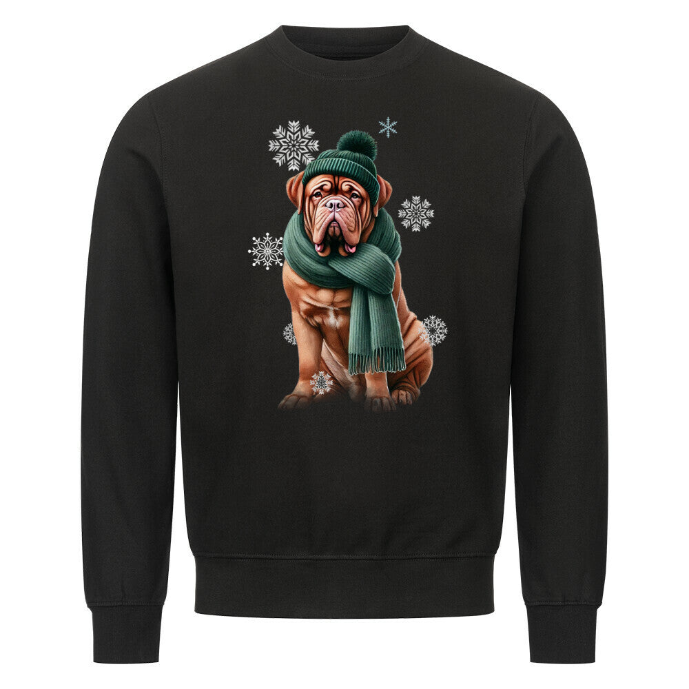 Premium Sweatshirt "Bordeauxdogge Winter" Schwarz – hunde-shirt.de