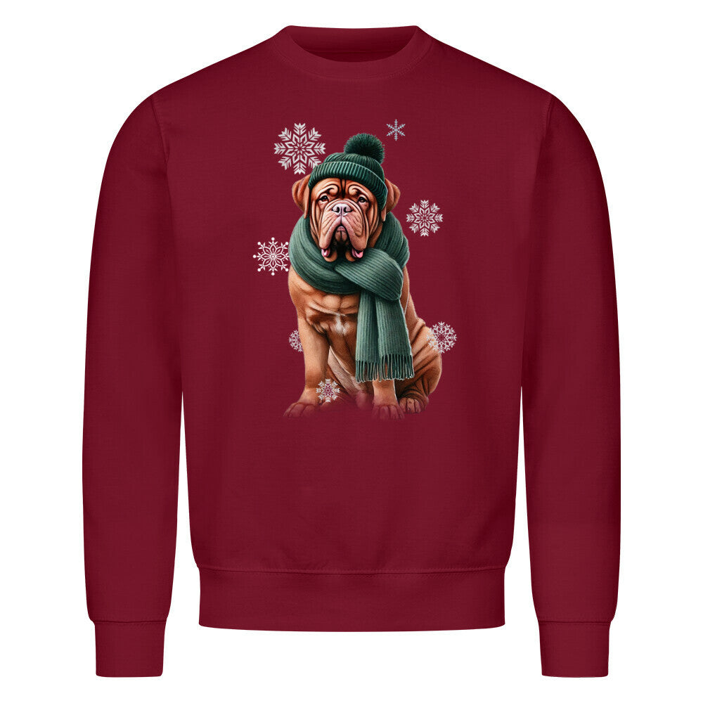 Premium Sweatshirt "Bordeauxdogge Winter" Burgunder – hunde-shirt.de