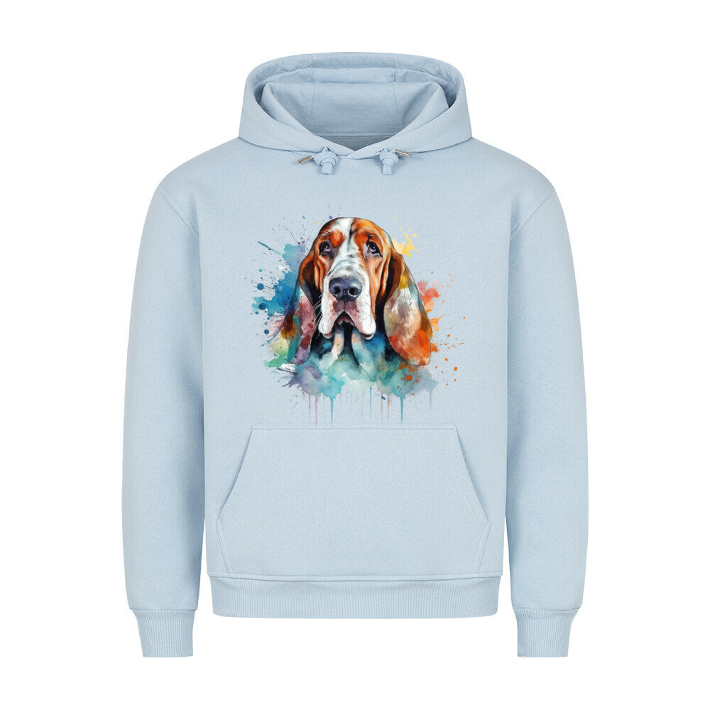 Premium Hoodie "Bloodhound Paint" Babyblau – hunde-shirt.de