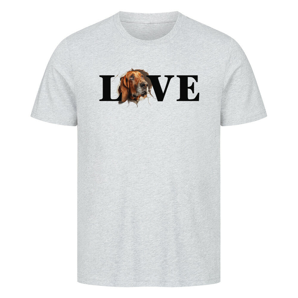 Premium T-Shirt "Bloodhound LOVE" Heather Grey – hunde-shirt.de