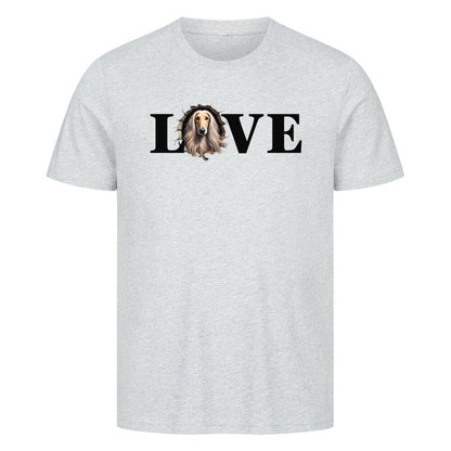 Premium T-Shirt "Afghanischer Windhund LOVE" Heather Grey – hunde-shirt.de