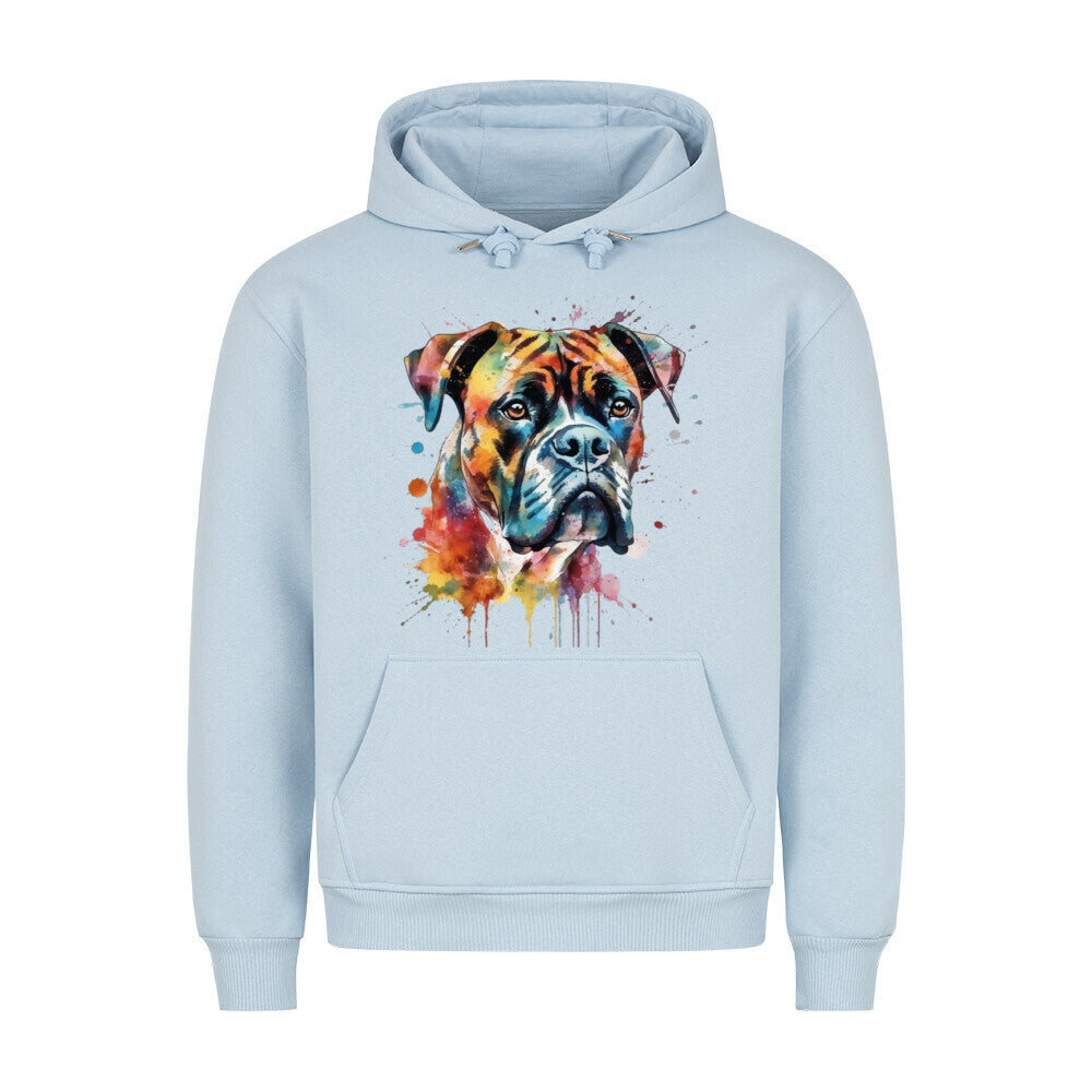 Premium Hoodie "Deutscher Boxer Paint" Babyblau – hunde-shirt.de