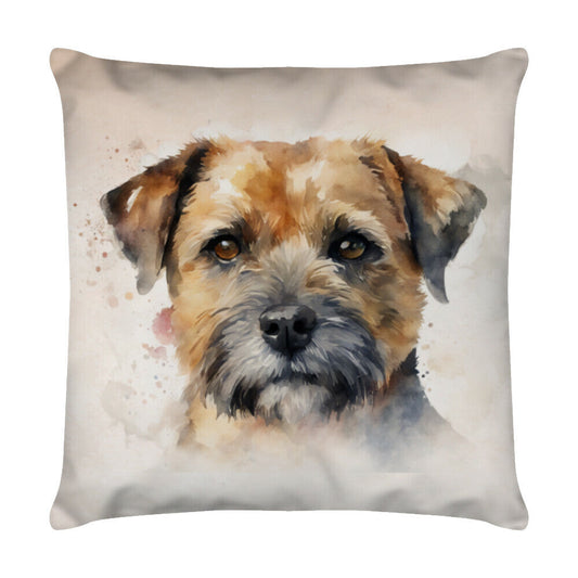Kissen "Border Terrier Portrait" Weiß – hunde-shirt.de