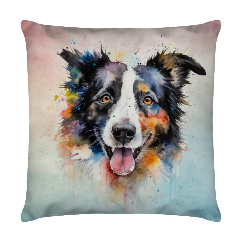 Kissen "Border Collie Portrait" Weiß – hunde-shirt.de