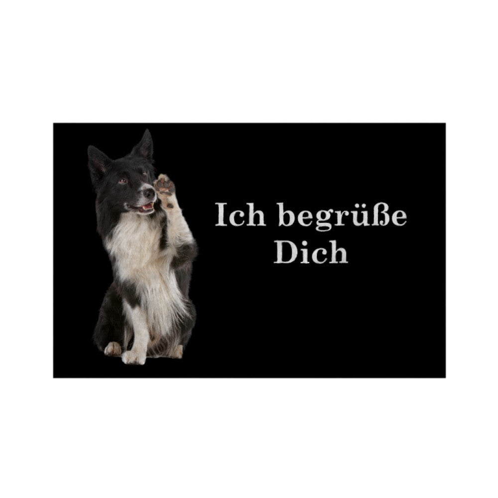 Fußmatte "Border Collie - Ich begrüße Dich" Weiß – hunde-shirt.de