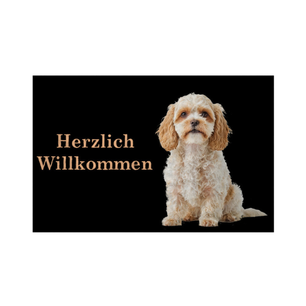 Fußmatte "Cavapoo - Herzlich Willkommen" Weiß – hunde-shirt.de