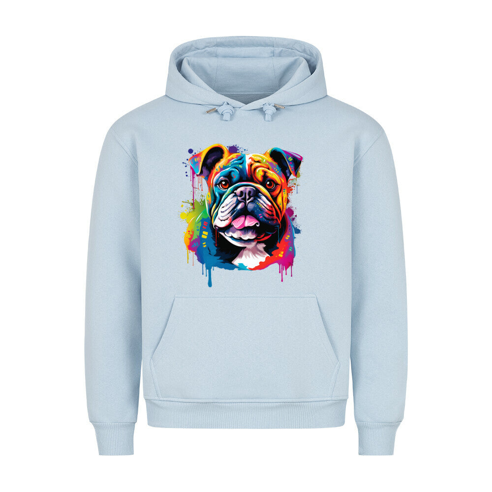 Premium Hoodie "English Bulldog Paint" Babyblau – hunde-shirt.de