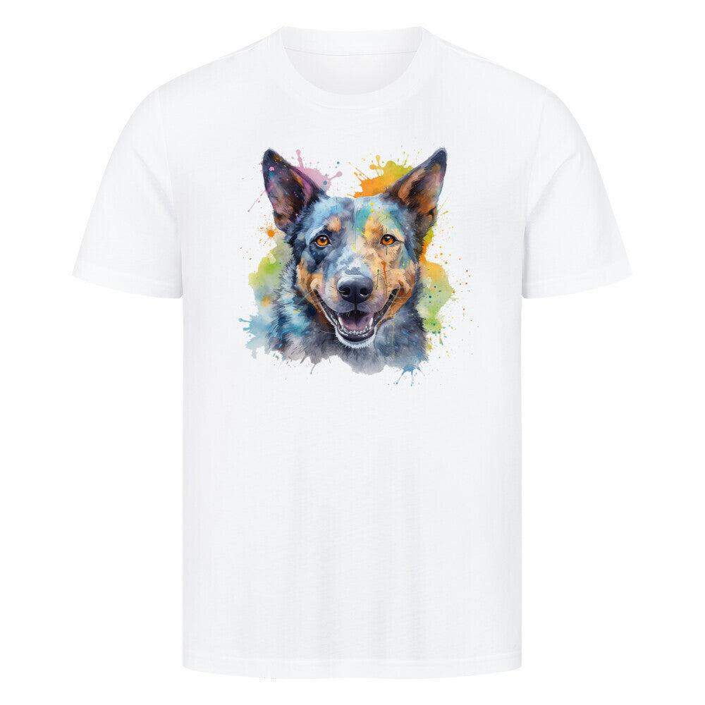Premium T-Shirt "Cattle Dog Paint" Weiß – hunde-shirt.de