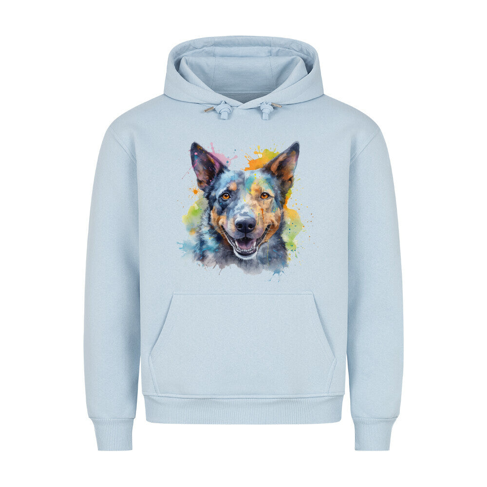 Premium Hoodie "Cattle Dog Paint" Babyblau – hunde-shirt.de