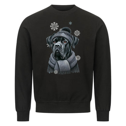 Premium Sweatshirt "Cane Corso schwarz Winter" Schwarz – hunde-shirt.de
