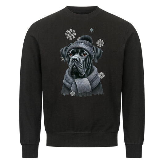 Premium Sweatshirt "Cane Corso schwarz Winter" Schwarz – hunde-shirt.de