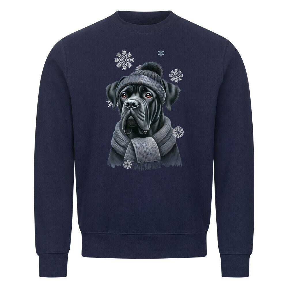 Premium Sweatshirt "Cane Corso schwarz Winter" Navy Blue – hunde-shirt.de