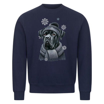 Premium Sweatshirt "Cane Corso schwarz Winter" Navy Blue – hunde-shirt.de