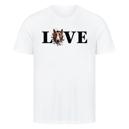 Premium T-Shirt "Bullterrier LOVE" Weiß – hunde-shirt.de