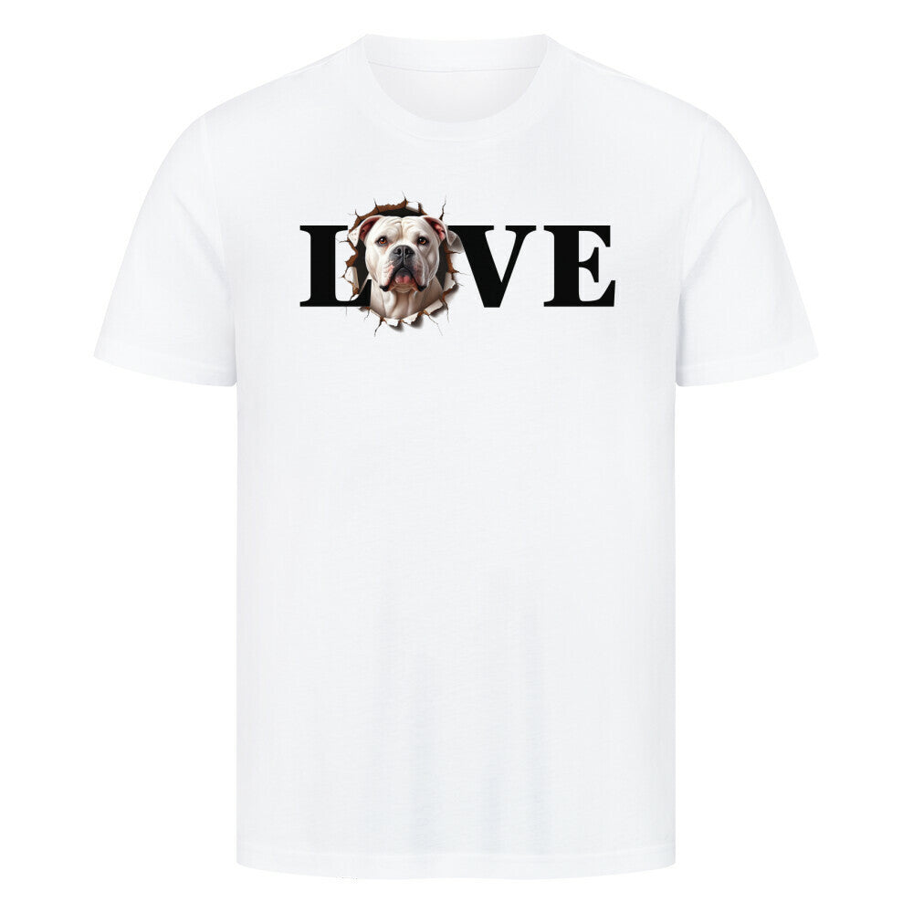 Premium T-Shirt "American Bulldog LOVE" Weiß – hunde-shirt.de