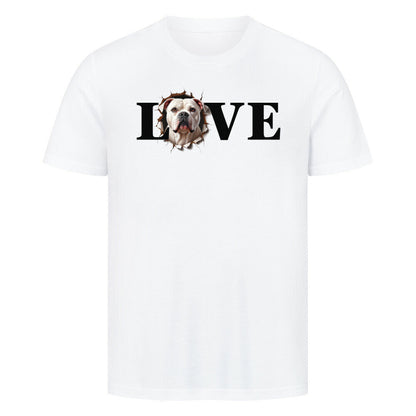 Premium T-Shirt "American Bulldog LOVE" Weiß – hunde-shirt.de