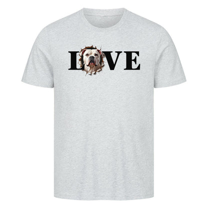 Premium T-Shirt "American Bulldog LOVE" Heather Grey – hunde-shirt.de