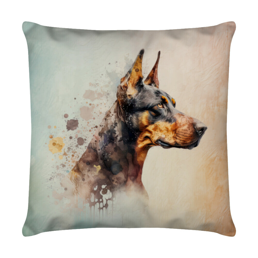 Kissen "Dobermann Wood" Weiß – hunde-shirt.de
