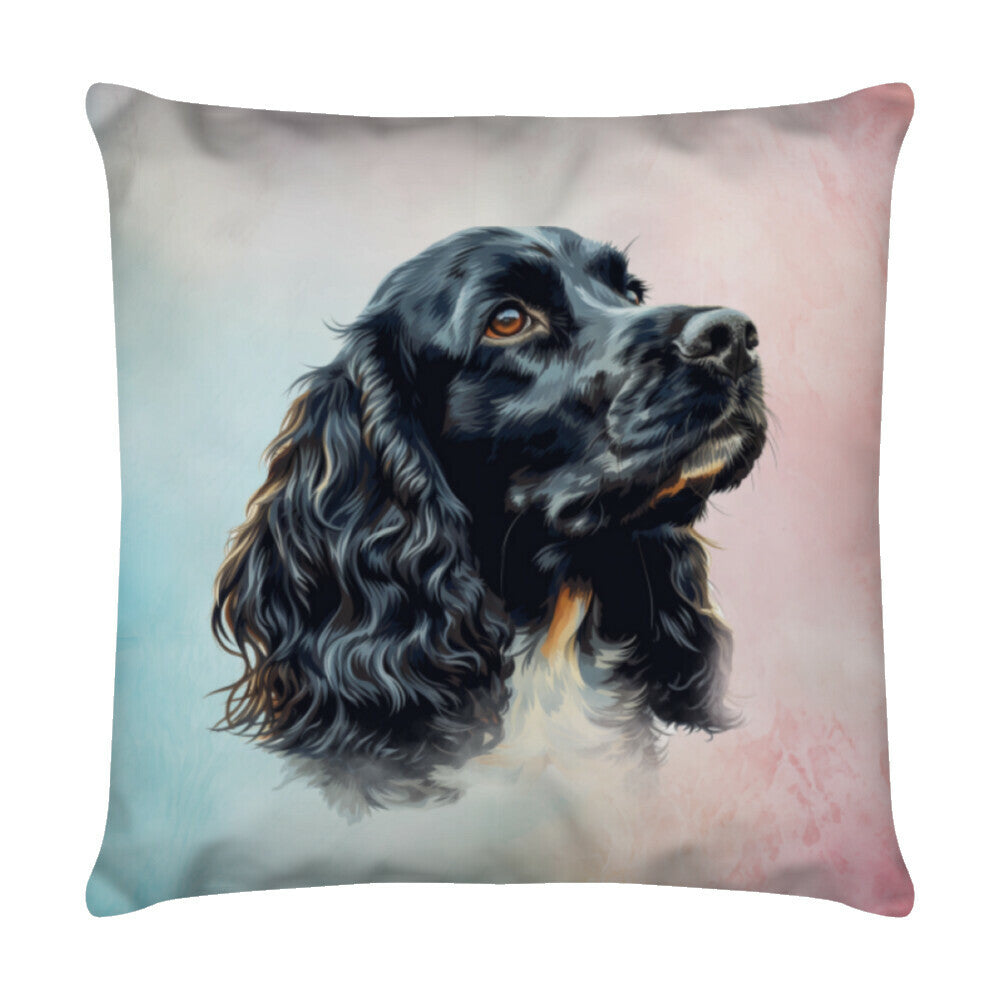 Kissen "Cocker schwarz" Weiß – hunde-shirt.de