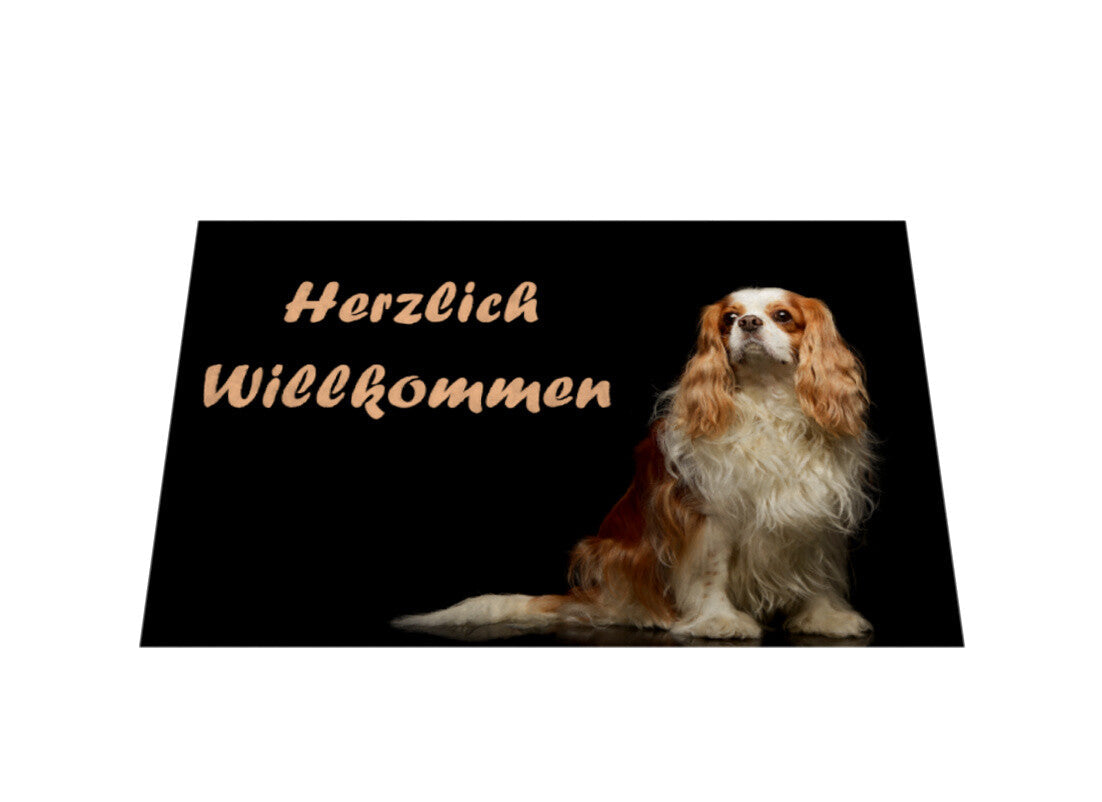 Fußmatte "Cavalier King Charles hell - Herzlich Willkommen" – hunde-shirt.de