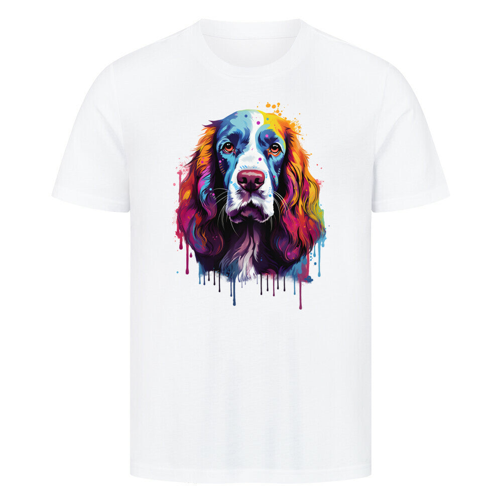 Premium T-Shirt "Springer Spaniel Paint" Weiß – hunde-shirt.de
