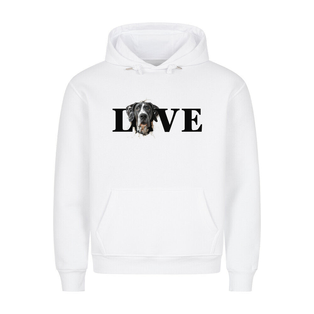 Premium Hoodie "Dogge LOVE" Weiß – hunde-shirt.de