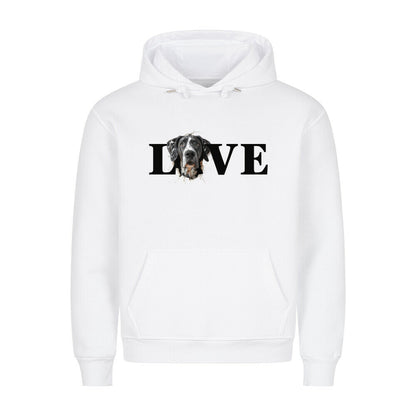 Premium Hoodie "Dogge LOVE" Weiß – hunde-shirt.de