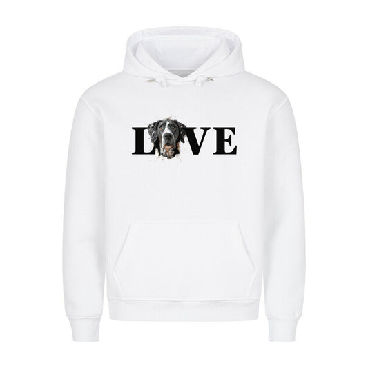 Premium Hoodie "Dogge LOVE" Weiß – hunde-shirt.de