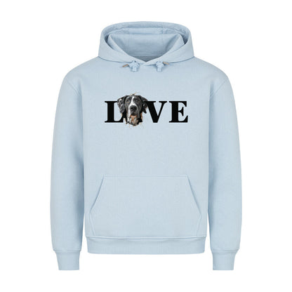 Premium Hoodie "Dogge LOVE" Babyblau – hunde-shirt.de