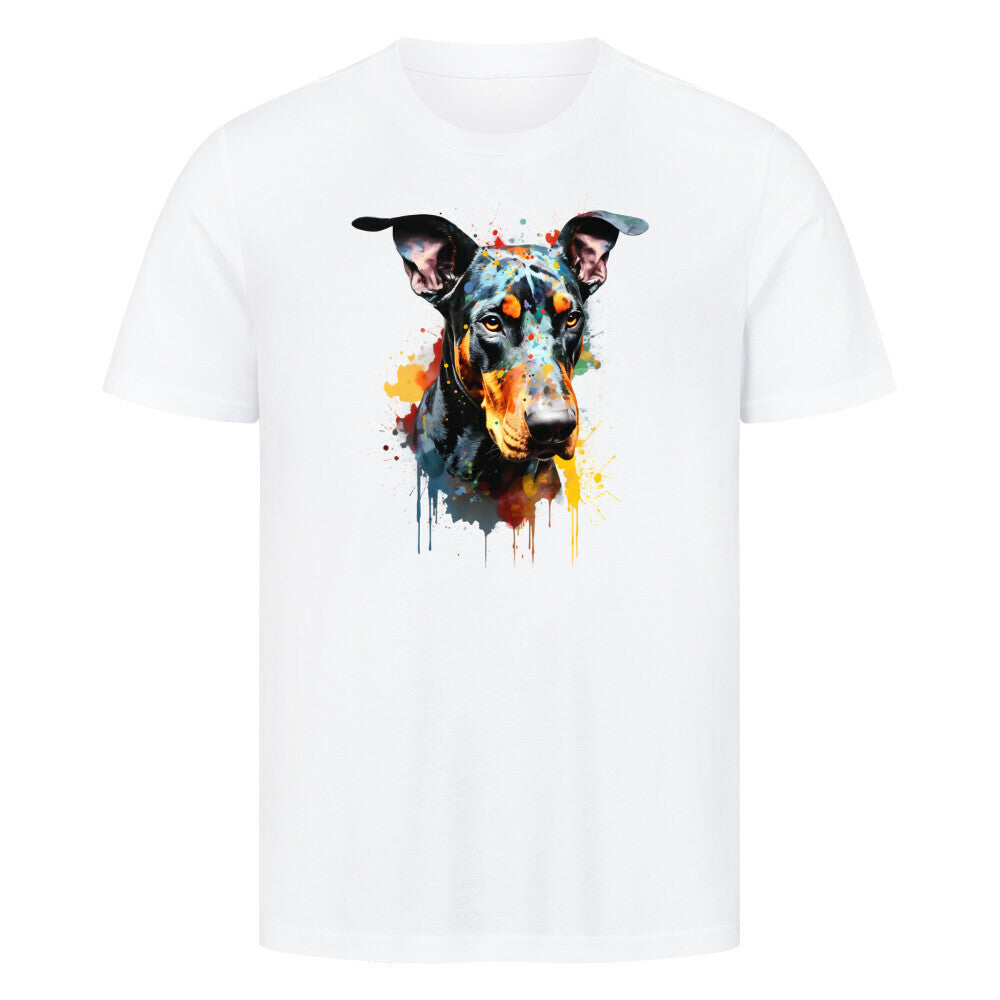 Premium T-Shirt "Dobermann Paint" Weiß – hunde-shirt.de