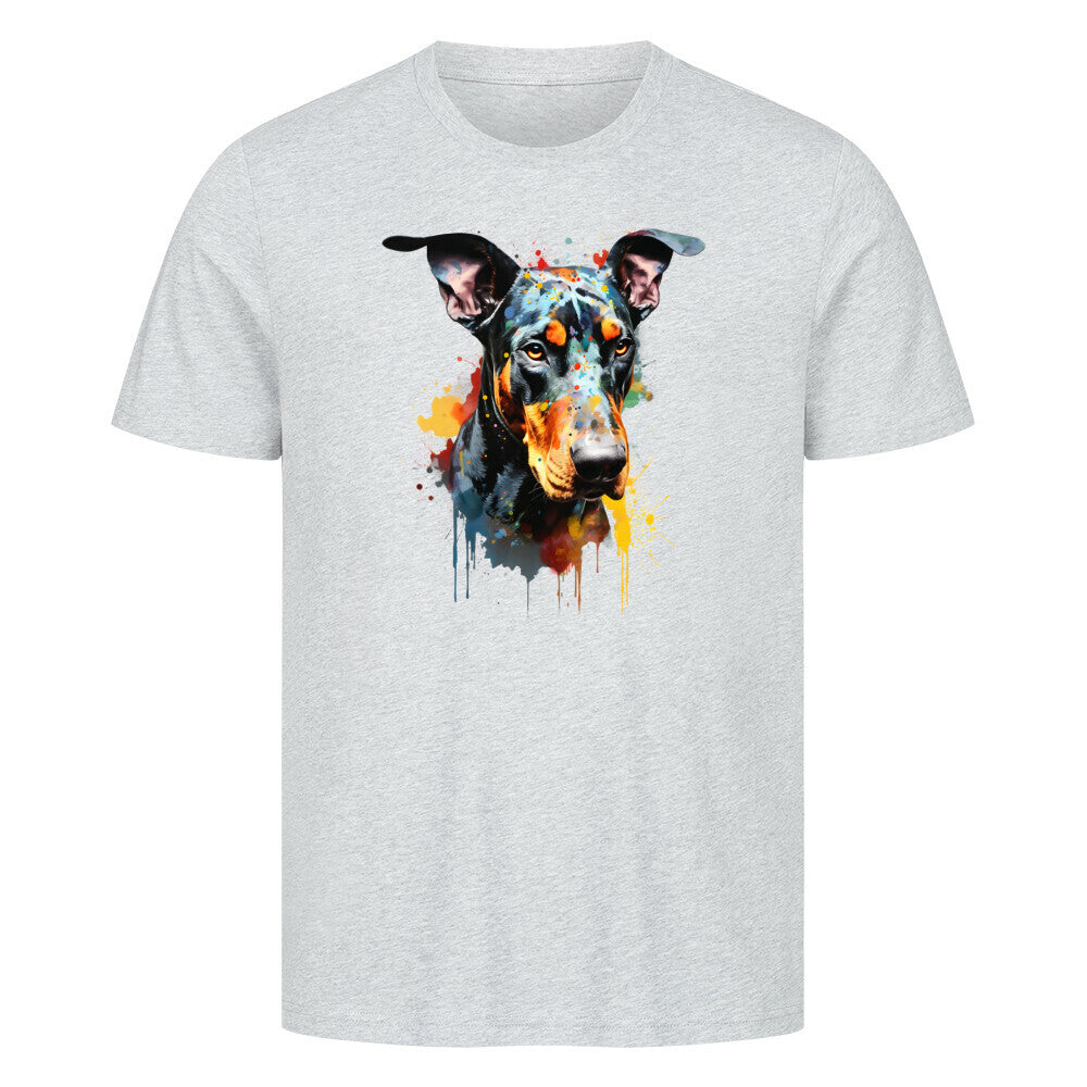 Premium T-Shirt "Dobermann Paint" Heather Grey – hunde-shirt.de