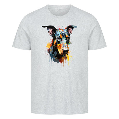 Premium T-Shirt "Dobermann Paint" Heather Grey – hunde-shirt.de