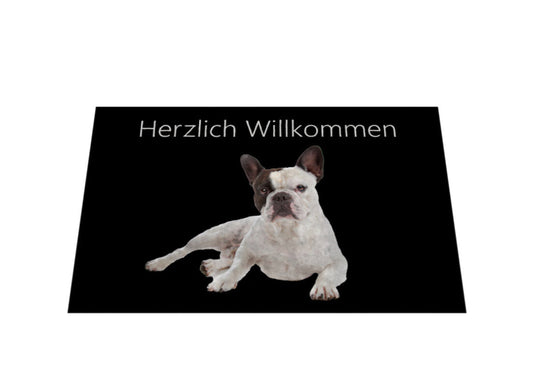 Fußmatte "Französische Bulldogge - weiß" – hunde-shirt.de