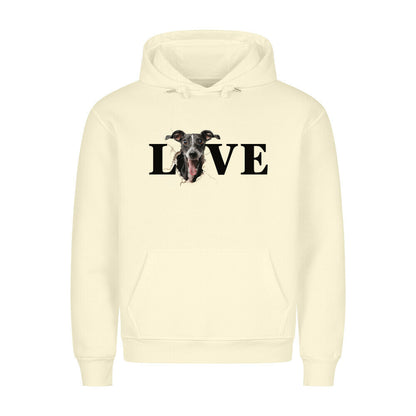 Premium Hoodie "Windspiel LOVE" Beige – hunde-shirt.de