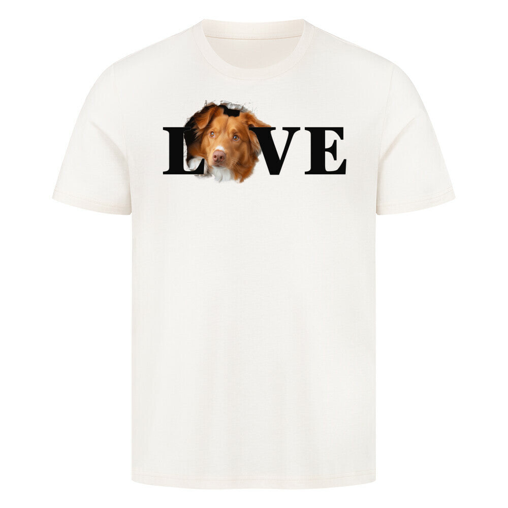 Premium T-Shirt "Nova Scotia Duck Tolling Retriever LOVE" Natural Raw – hunde-shirt.de