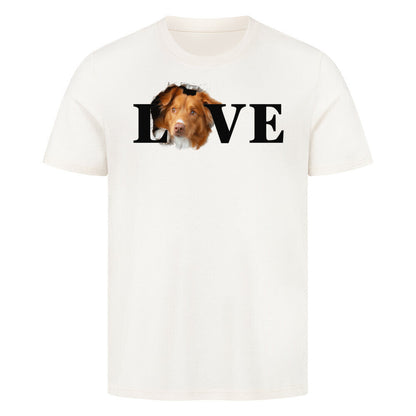 Premium T-Shirt "Nova Scotia Duck Tolling Retriever LOVE" Natural Raw – hunde-shirt.de