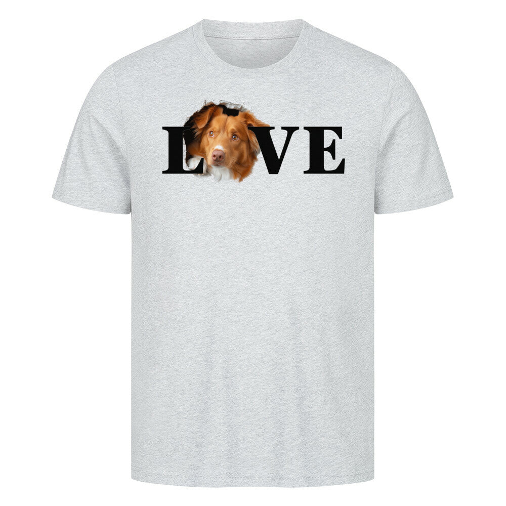 Premium T-Shirt "Nova Scotia Duck Tolling Retriever LOVE" Heather Grey – hunde-shirt.de