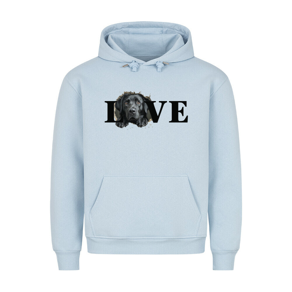 Premium Hoodie "Labrador schwarz LOVE" Babyblau – hunde-shirt.de